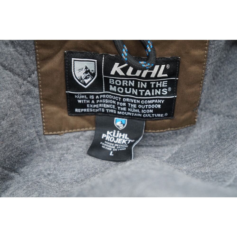 Men's Kuhl Projekt Insulated Kollusion Brown Quilt Lined Zip Up Coat Jacket Sz L - Picture 10 of 14